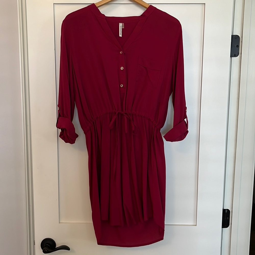 Burgundy front tie dress
